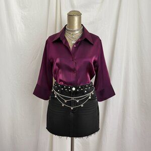 Y2K Purple Metallic Shirt
